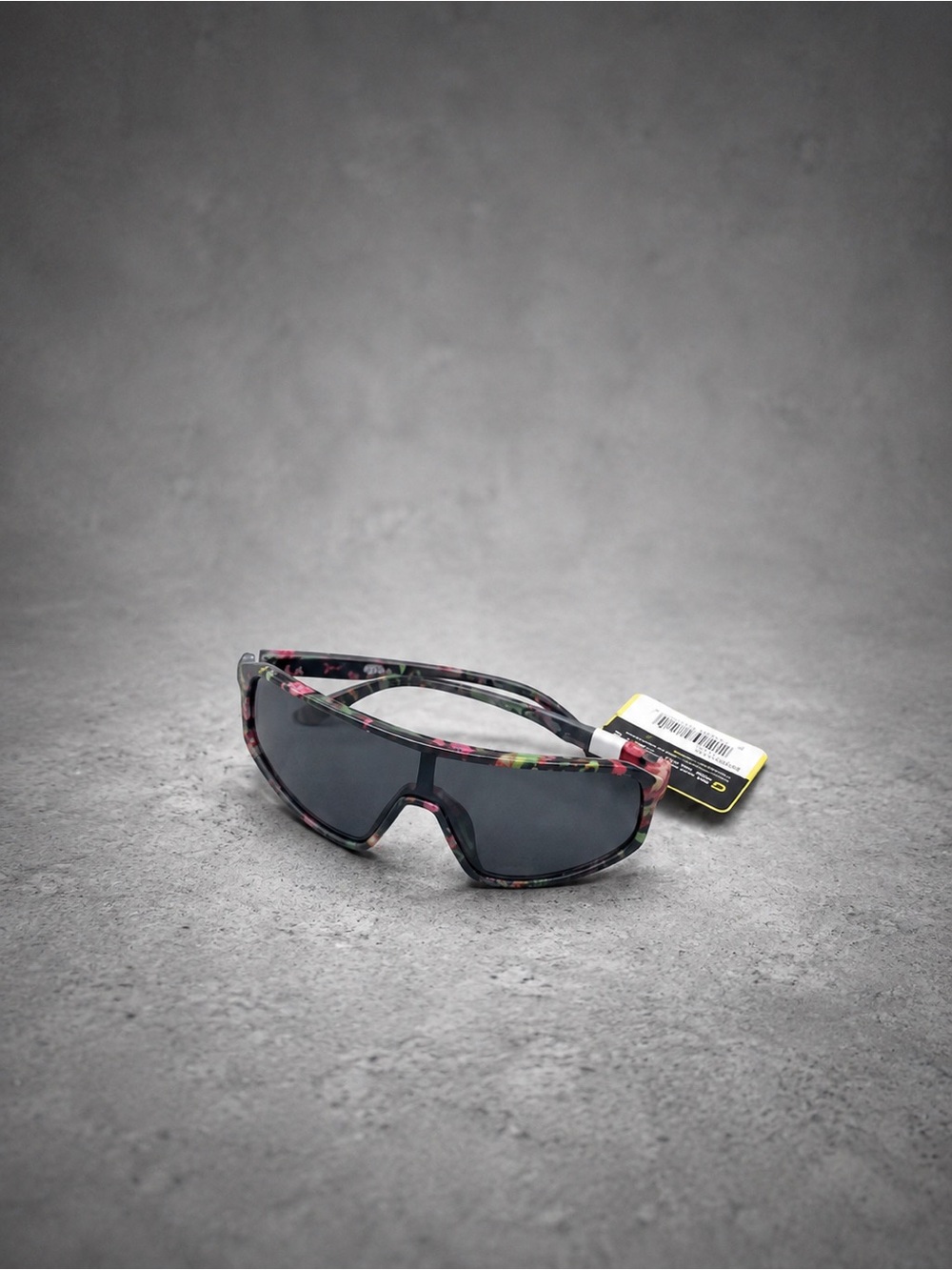 Sport Shield Sunglasses in Black & Floral Frame
